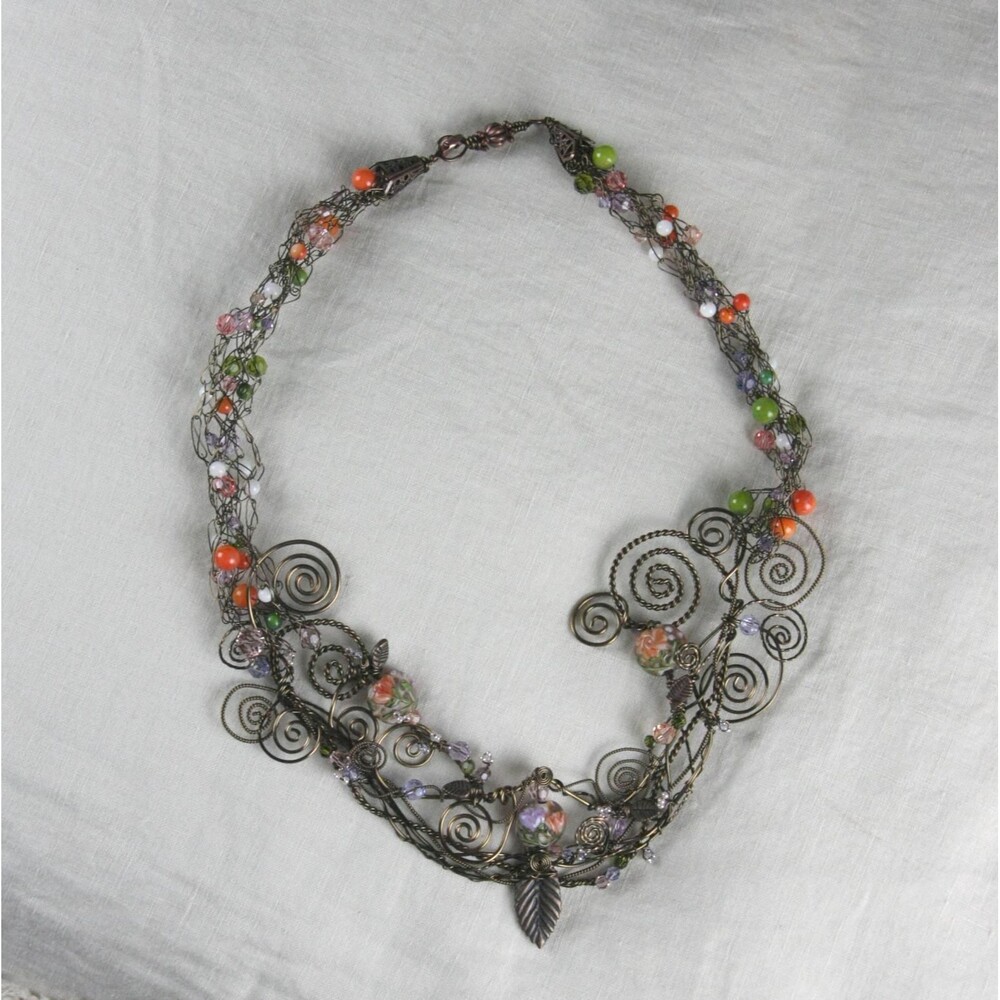 Vicki Davis Glorious Day twisted wire and beaded necklace with certificate